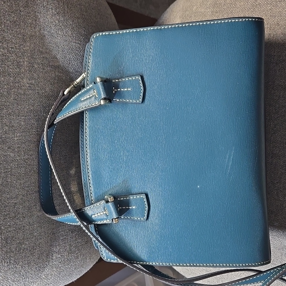 Dooney & Bourke Teal Blue Leather Satchel - Picture 2 of 9
